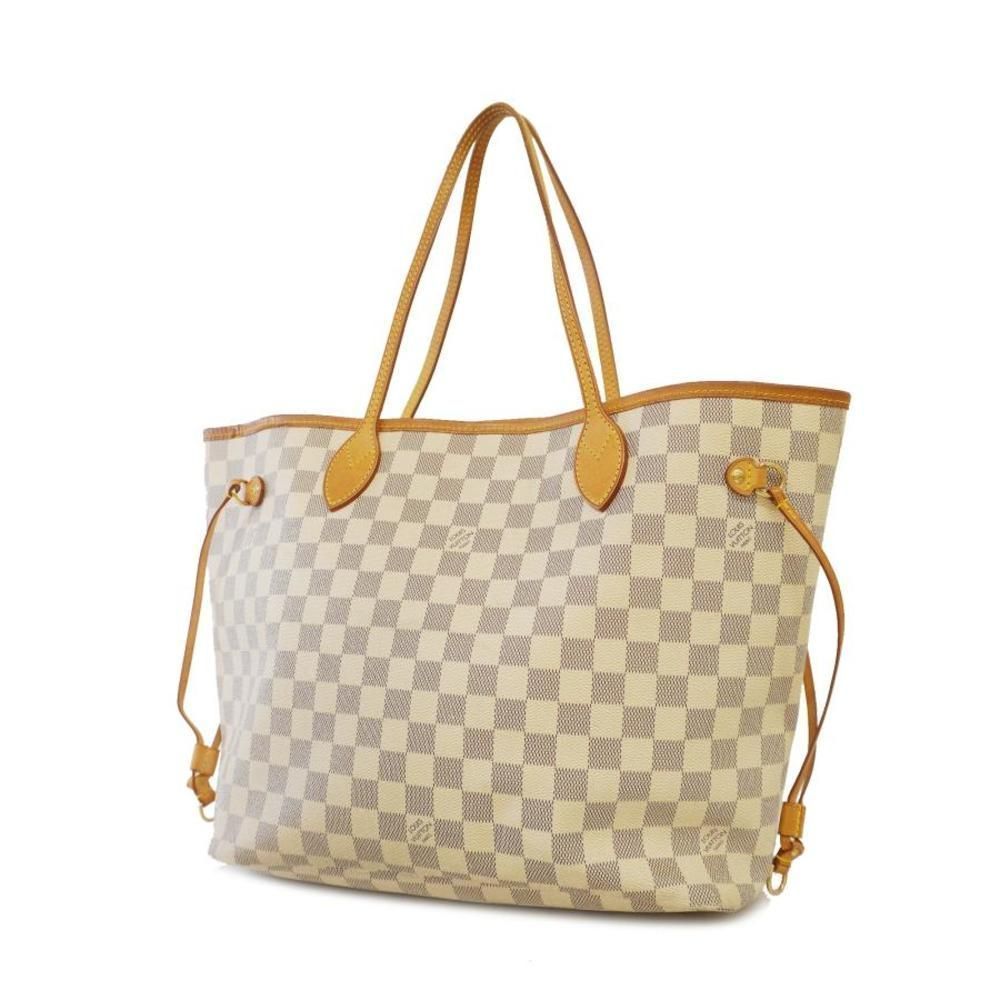 Louis Vuitton Metal Fitting Gold Neverfull Damier Azur MM Tote Bag Shoulder Bag